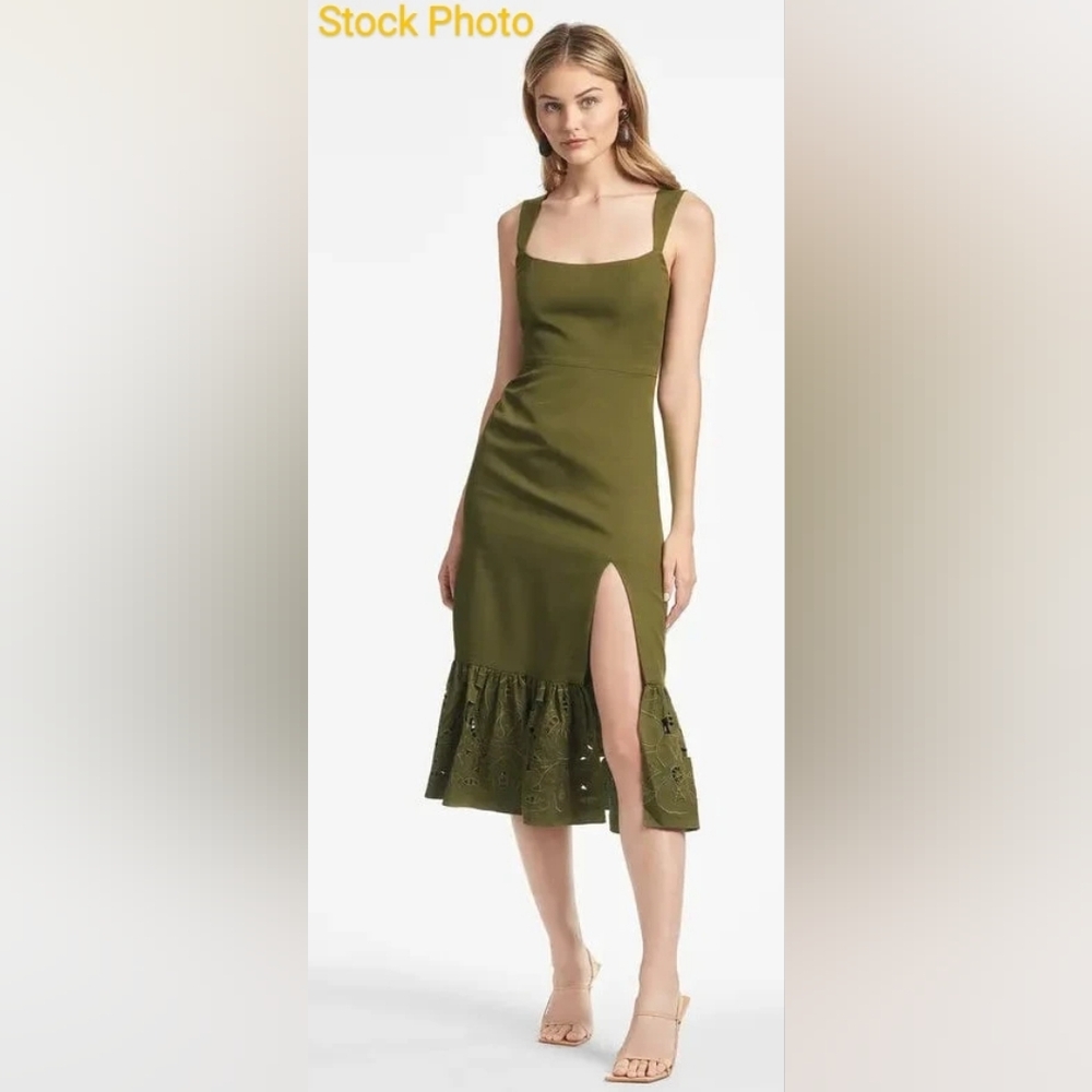 Sachin & Babi Laura Embroidered Smocked Dress Olive Green 6